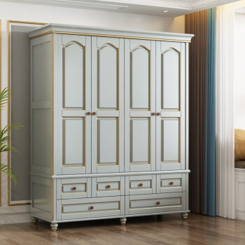 德誠(chéng)和輕奢美式鄉(xiāng)村系列（寶馬灰\白色\胡桃色）實(shí)木衣柜 五門(mén)2220*620*2200mmH