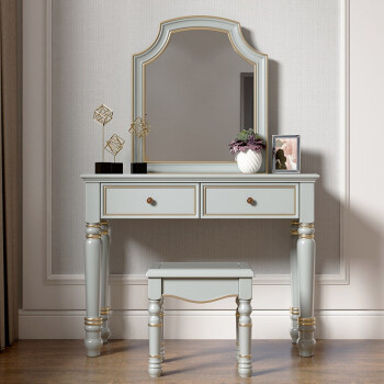 德誠(chéng)和輕奢美式鄉(xiāng)村系列實(shí)木方鏡梳妝臺(tái)/凳 1000*450*1520mmH